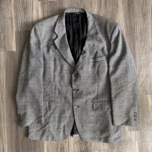 Burberry Men’s 3-Button Blazer Gray/Brown Houndstooth Size 48R See Measurements